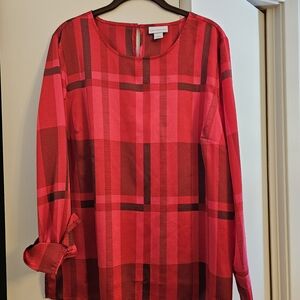 Liz Claiborne Vibrant Red Checkered Blouse
